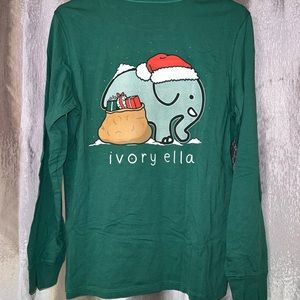 Ivory Ella Save the Elephants long sleeve shirt, Christmas edition, size Medium